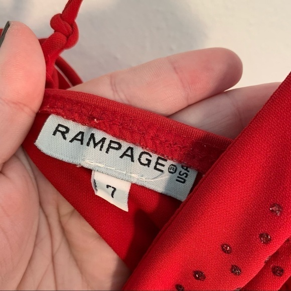 Rampage Sleeveless Slip Dress Red Glitter Dots - Picture 9 of 10